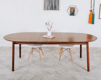 Oval dining table, Extendable dining Table | Handmade In OH With Solid Walnut, Customizable. Available in Other Woods