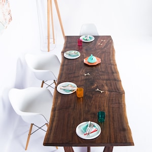 Live Edge Walnut Dining Table The Prima Handmade In OH With Solid Walnut, Customizable. Available in Other Woods image 2