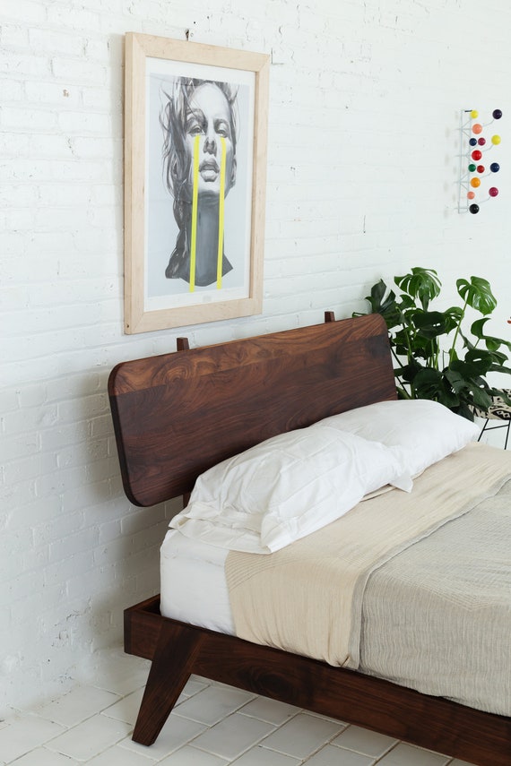 Low Platform Bed Frame in Walnut Etsy UK