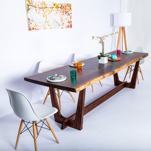 Live Edge Walnut Dining Table The Prima Handmade In OH With Solid Walnut, Customizable. Available in Other Woods image 1