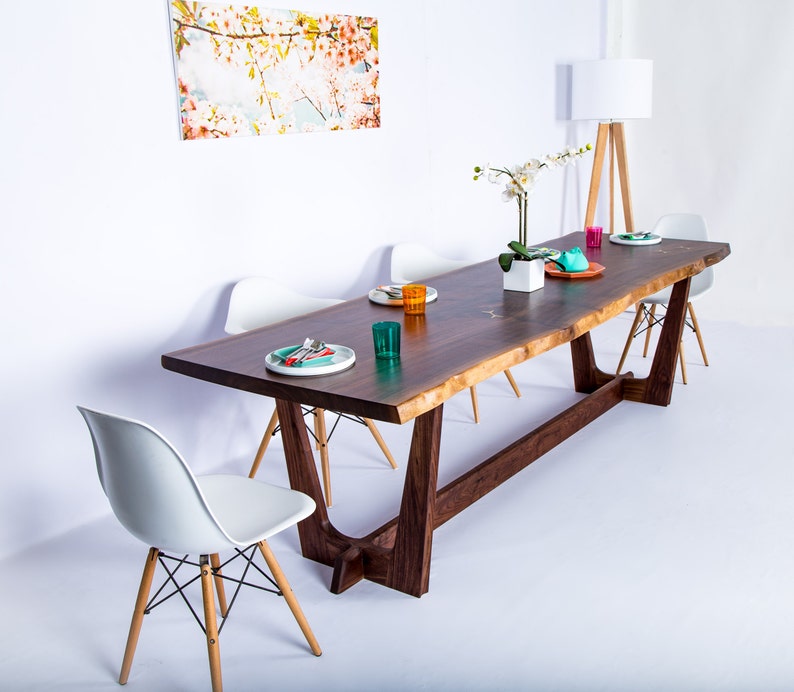 Live Edge Walnut Dining Table The Prima Handmade In OH With Solid Walnut, Customizable. Available in Other Woods image 1