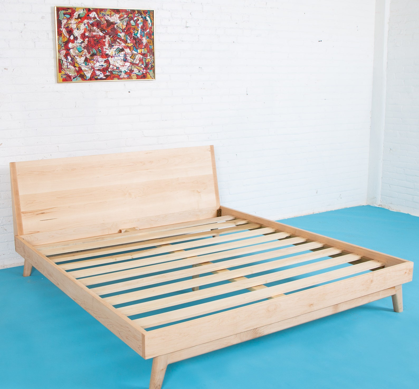Scandi Bed Frame Japandi Platform Bed Modern Walnut Bed Etsy