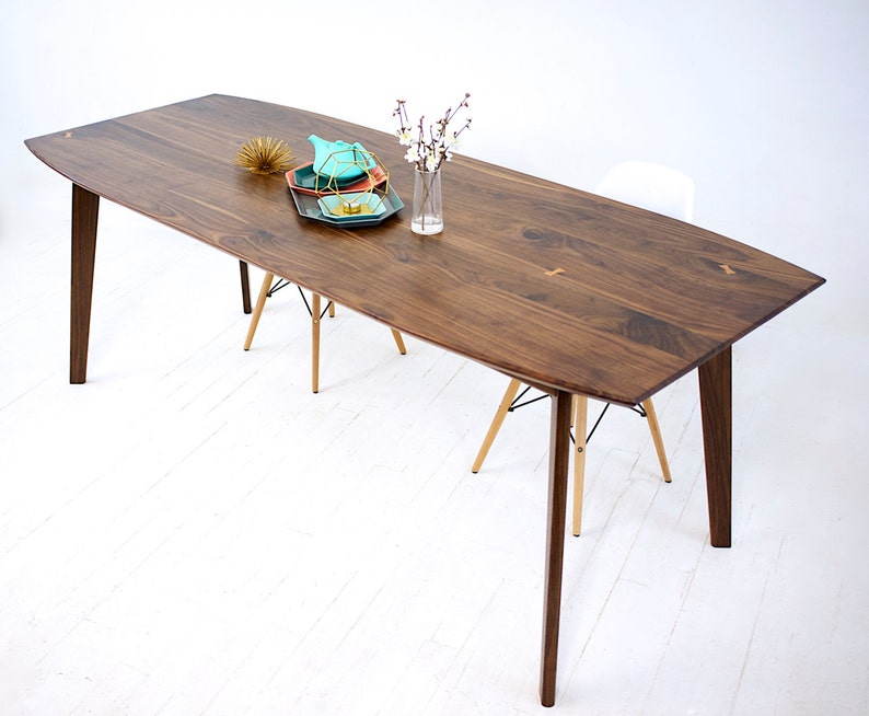 Walnut Dining Table Black Mid Century Modern Image 0