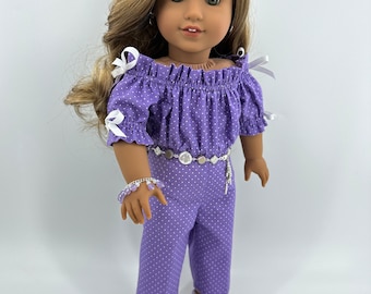 18T Sweet & Sassy - Jumpsuit, Belt and Sandals for 18" dolls like American Girl (R) Lea, Tenney, Grace, Gabriela, McKenna and Saige