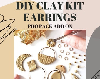 DIY Polymer Clay Earring Kit | Add On Pro Pack Earring Making Kit | Can be combined to upgrade DIY Clay Kit | Craft Kit for 2 Earrings