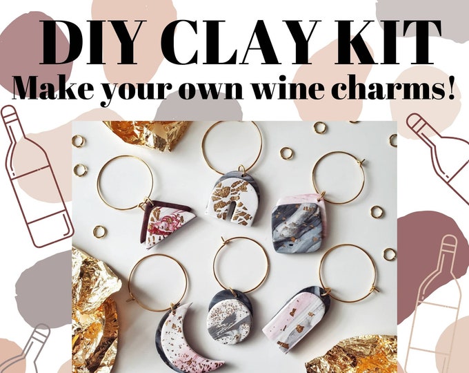 DIY Wine Charms | DIY Polymer Clay Kit | Craft Kit | Girls Night Activity | Make Your Own Clay Wine Charms | 6 Wine Charms