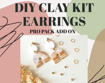 DIY Polymer Clay Earring Kit | Add On Pro Pack Earring Making Kit | Can be combined to upgrade DIY Clay Kit | Craft Kit for 2 Earrings