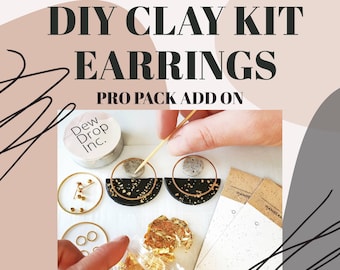 DIY Polymer Clay Earring Kit | Add On Pro Pack Earring Making Kit | Can be combined to upgrade DIY Clay Kit | Craft Kit for 2 Earrings