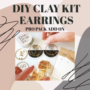 DIY Polymer Clay Earring Kit | Add On Pro Pack Earring Making Kit | Can be combined to upgrade DIY Clay Kit | Craft Kit for 2 Earrings