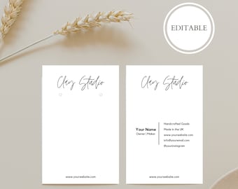 Editable Earring Card Template | Jewelry Display Card | Printable Earring Cards | Customizable Earring Display Cards | Polymer Clay Earrings