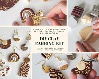 DIY Polymer Clay Earring Kit | Neutral | Boho | Sculpey | Craft Kit | Girls Night Activity | DIY Clay Earrings | Makes 6 pairs of Earrings!