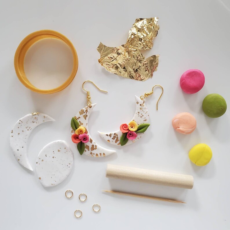 DIY Polymer Clay Earring Kit Craft Kit Botanical Earrings Etsy