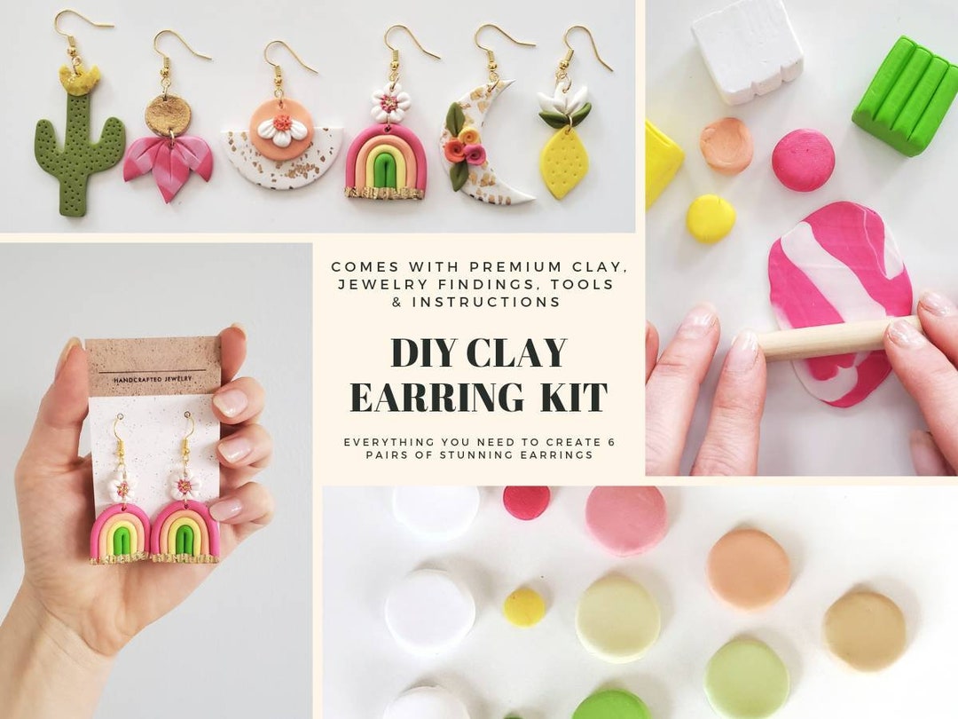 DIY Polymer Clay Earring Kit Craft Kit Botanical Earrings Includes