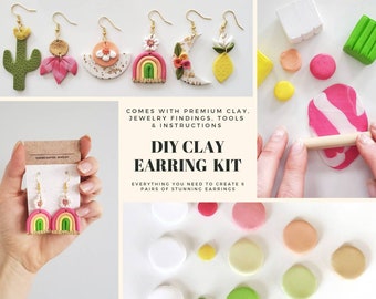 Beginners DIY Clay Earrings Kit/ Sun Sprinkles NEUTRAL Version