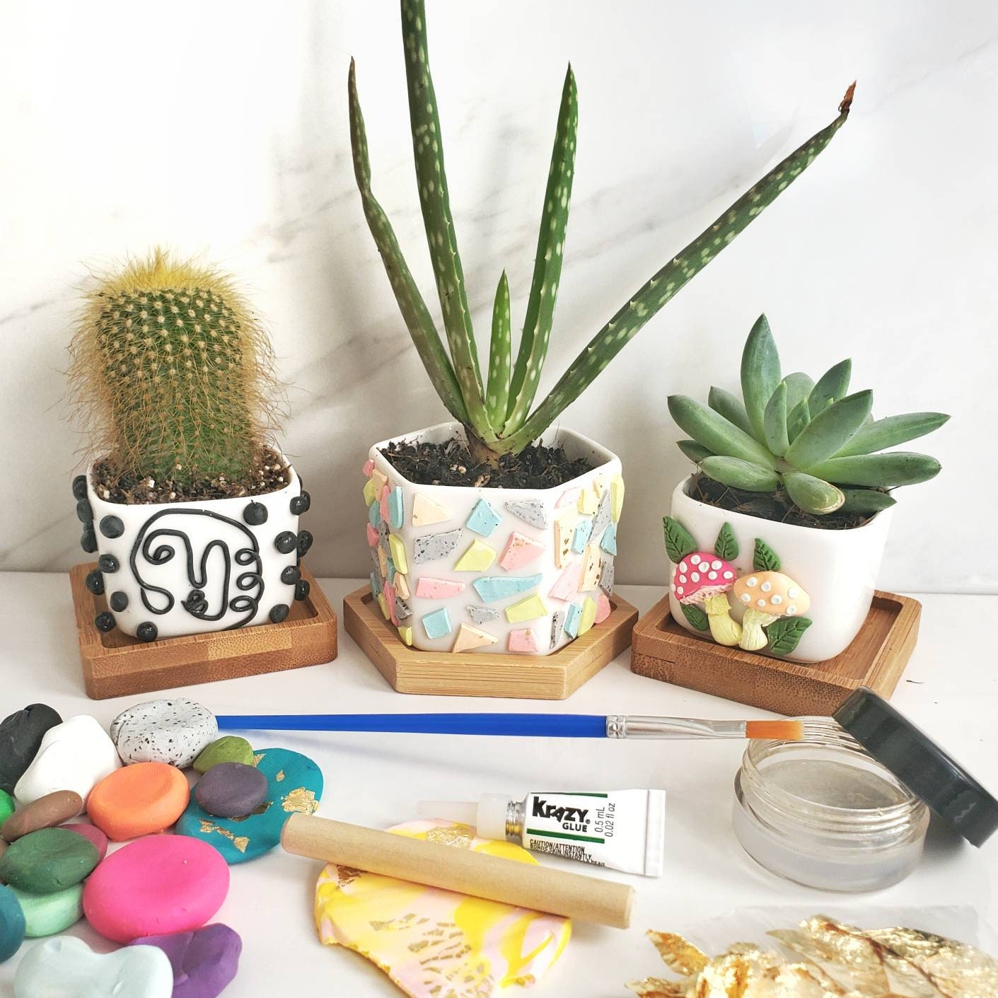 DIY Polymer Clay Plant Pot Decorating Kit DIY Home Decore Etsy