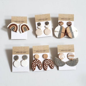 DIY Polymer Clay Earring Kit Comes with Neutral Polymer Clay Shades & Your Choice of Gold or Silver Jewelry Makes up to 6 Cute Earrings image 3