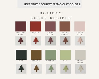 Polymer Clay Color Recipes | Holiday Palette | Sculpey Premo | Polymer Clay Color Mixing | Polymer Clay Tutorial | Digital Download |