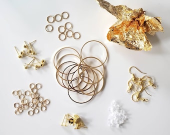 Earring Supplies | 110 Piece Set | Jewelry Making Supplies | DIY Earring Kit | 18k Gold Plated | DIY Polymer Clay Earrings | Components