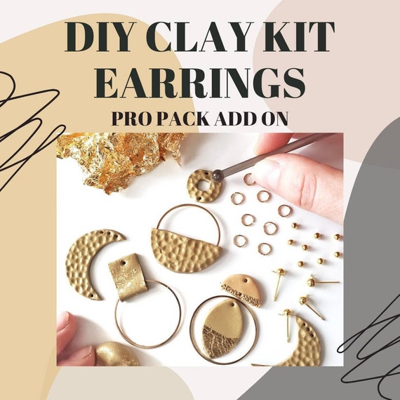 DIY Polymer Clay Earring Kit, Add On Pro Pack Earring Making Kit, Can be  combined to upgrade DIY Clay Kit