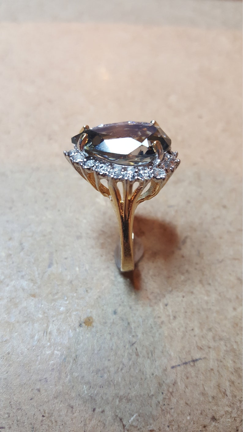 Vintage Smoky Pear Shape Cubic Zirconia Engagement Ring image 3
