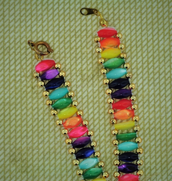 Handmade Rainbow Bead Bracelet - image 2