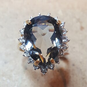 Vintage Smoky Pear Shape Cubic Zirconia Engagement Ring image 2