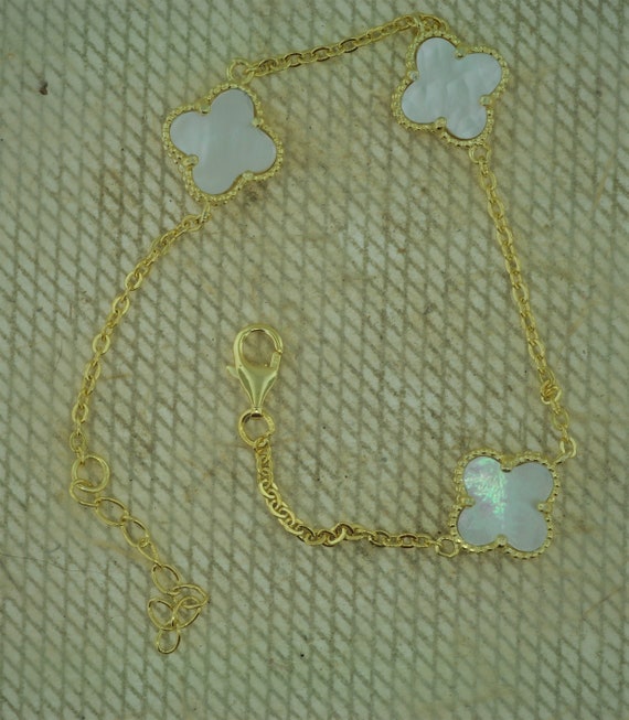 Gold Tone Over Sterling Silver Mother of Pearl Th… - image 4