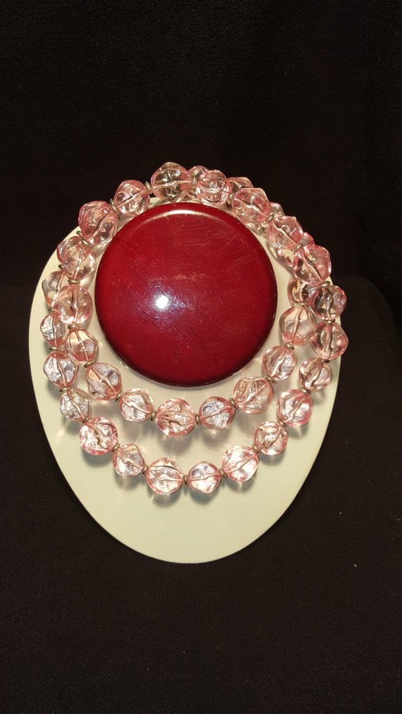 Vintage 1970's Pink Faux Crystal Necklace