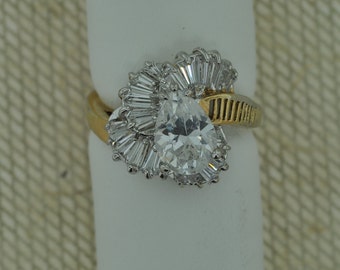Vintage Pear Shape & Baguette Statement Cocktail Ring