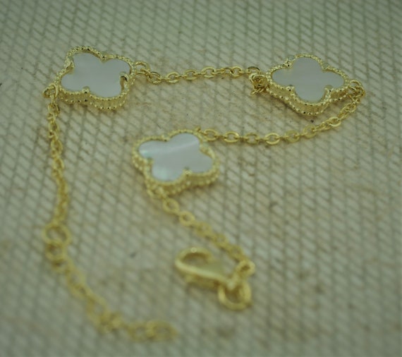 Gold Tone Over Sterling Silver Mother of Pearl Th… - image 6