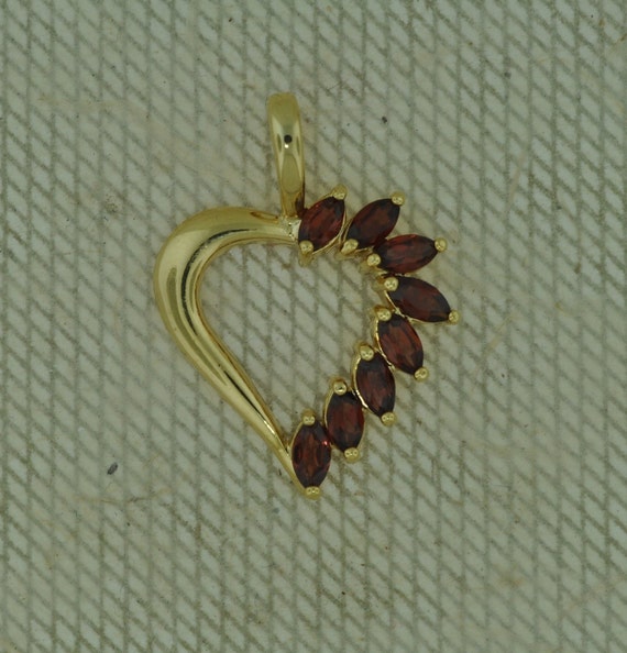 Vintage Faux Garnet  Gold Tone Heart - image 1