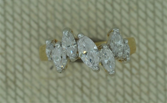 Seven Stone Gold Tone Marquis Band