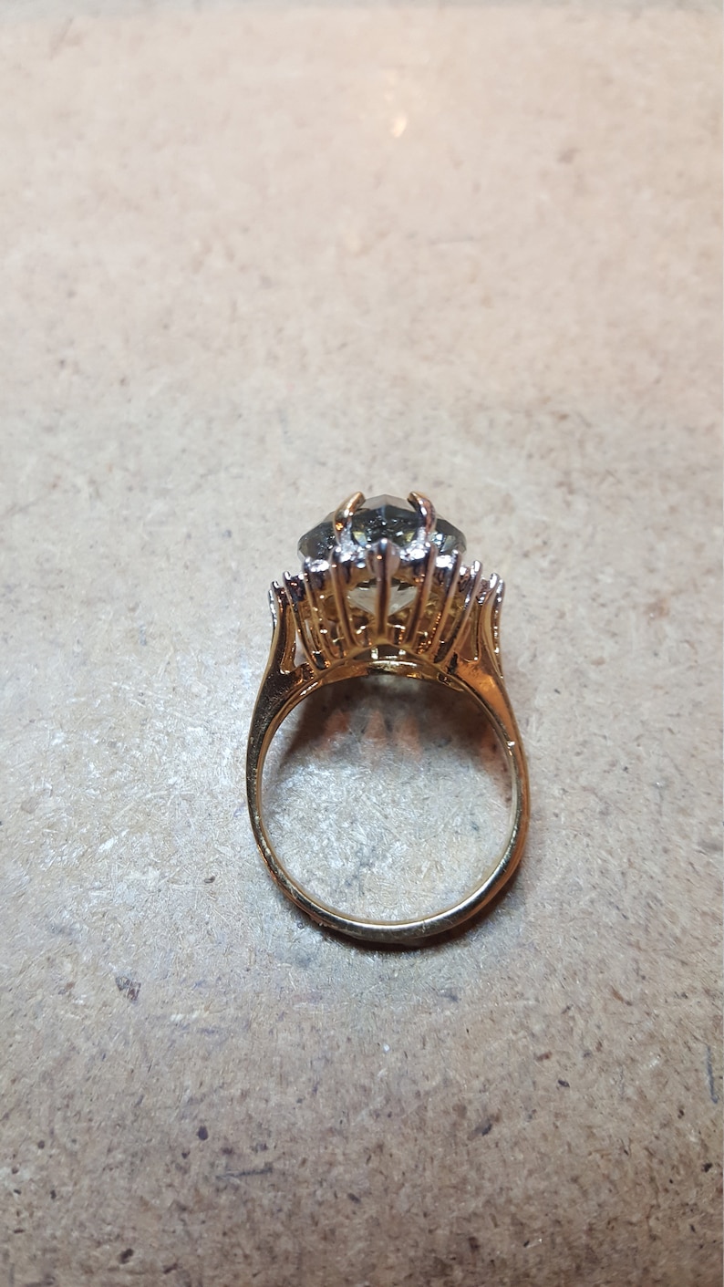 Vintage Smoky Pear Shape Cubic Zirconia Engagement Ring image 4