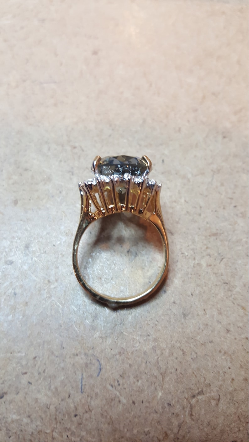 Vintage Smoky Pear Shape Cubic Zirconia Engagement Ring image 5
