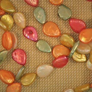 Hand Knotted 60 Inch Fiesta Colored Dyed Keshi Pearls