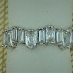 Sterling Silver and CZ Baguette Staggered Band