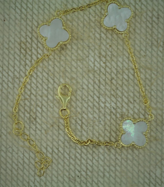 Gold Tone Over Sterling Silver Mother of Pearl Th… - image 3