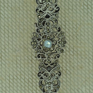 Sterling Silver Marcasite and Blue Topaz Bracelet