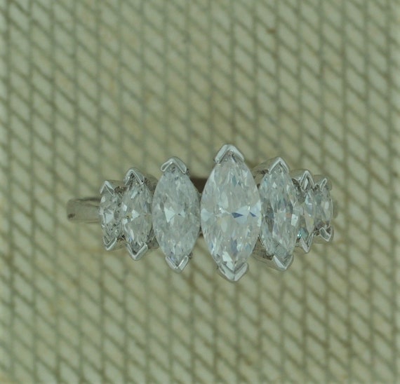 Seven Stone White Gold Tone Marquis Band