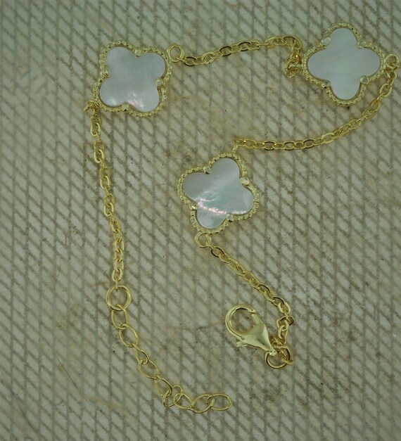 Gold Tone Over Sterling Silver Mother of Pearl Th… - image 5