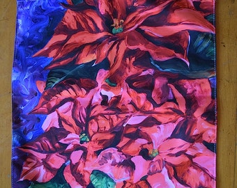 Garden flag, Small Size, Pink & Red Poinsettia, yard, lawn, porch, deck, balcony, indoor, outdoor, art