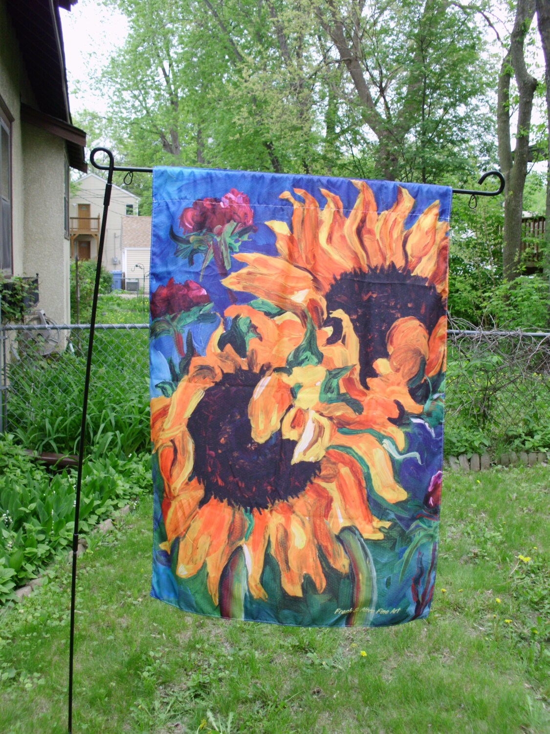Large Garden Flag sunflower Duet Outdoor Lawn Etsy