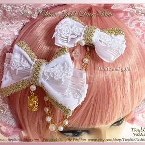 Classic Gold Lacy Bow Classic Lolita/Sweet Lolita/Gothic Lolita/Hime Lolita Style image 4