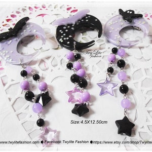 Kawaii Moon & bat,wing,ghost Dangle Hair clips-Sweet Lolita/Harajuku/Fairykei/Gothic Lolita/Pastel Goth