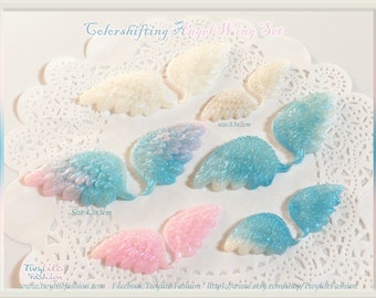 Colorshifting Angel Wing Set - Hairclip or Rings set - Sweet Lolita/Kawaii Fashion