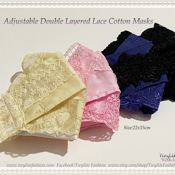 Adjustable Double Layered Lace Cotton Masks