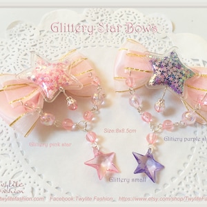 Glittery Star Bows - Sweet Lolita/Fairykei/Decora/Harajuku/Kawaii Fashion