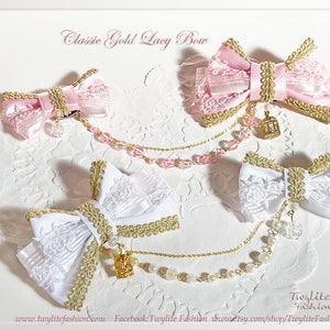 Classic Gold Lacy Bow Classic Lolita/Sweet Lolita/Gothic Lolita/Hime Lolita Style image 10