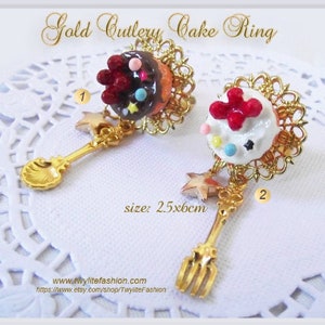 Gold Cutlery Cake Ring  - Sweet Lolita/Harajuku/Fairykei/Decora Style