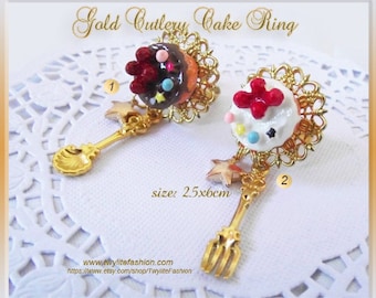 Gold Besteck Ring - Sweet Lolita/Harajuku/Fairykei/Decora Style